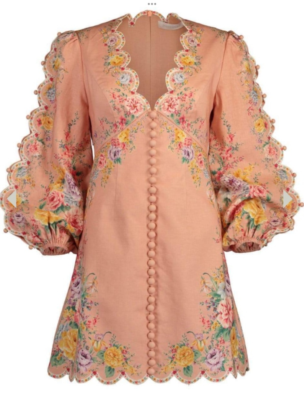 SOLD Zimmermann pink floral zinnia scalloped dress - Picture 2 of 7